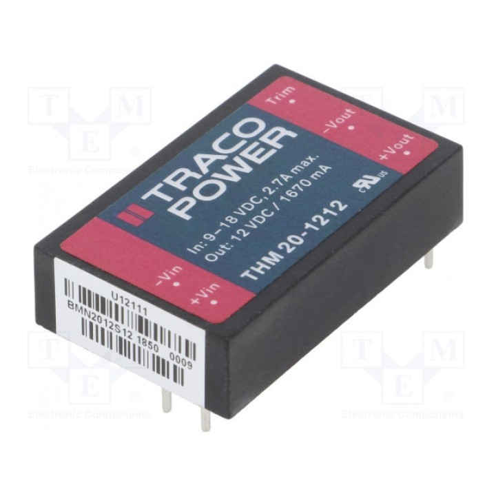 Преобразователь DC/DC 20Вт TRACO POWER THM 20-1212 (THM20-1212)