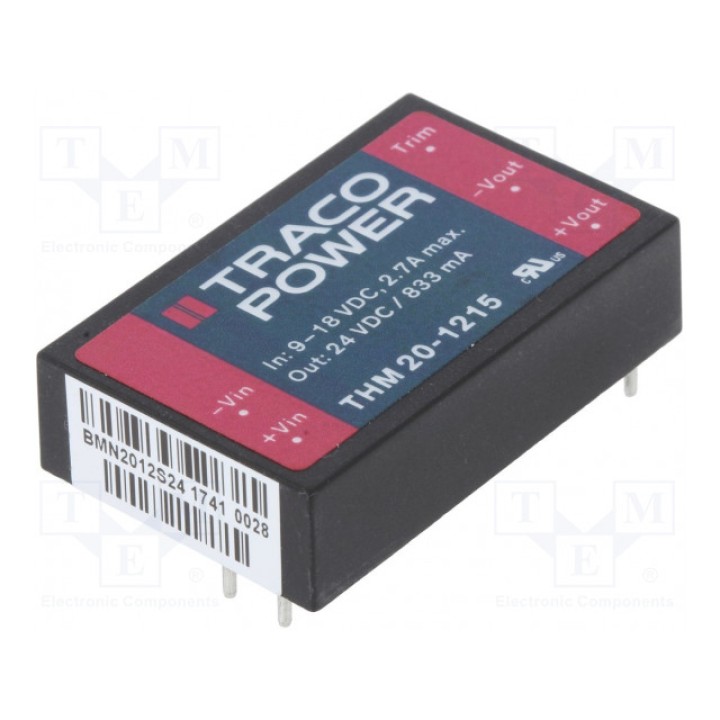 Преобразователь DC/DC 20Вт TRACO POWER THM 20-1215 (THM20-1215)