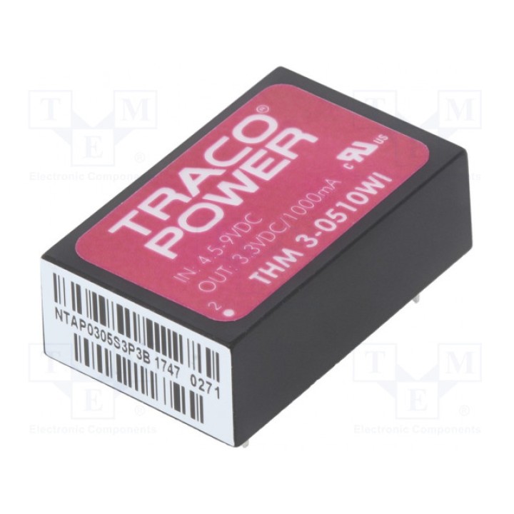 Преобразователь DC/DC 3Вт TRACO POWER THM 3-0510WI (THM3-0510WI)