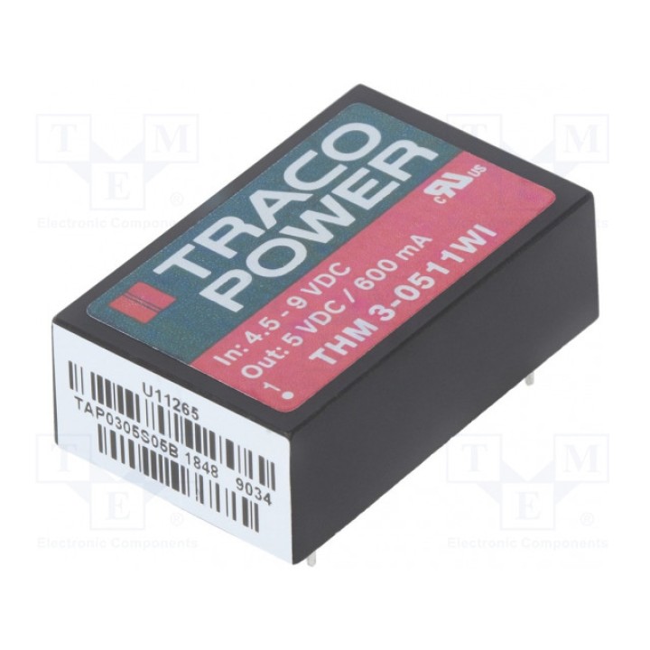 Преобразователь DC/DC 3Вт TRACO POWER THM 3-0511WI (THM3-0511WI)