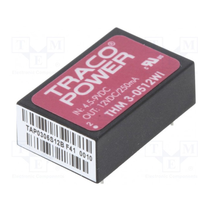 Преобразователь DC/DC 3Вт TRACO POWER THM 3-0512WI (THM3-0512WI)