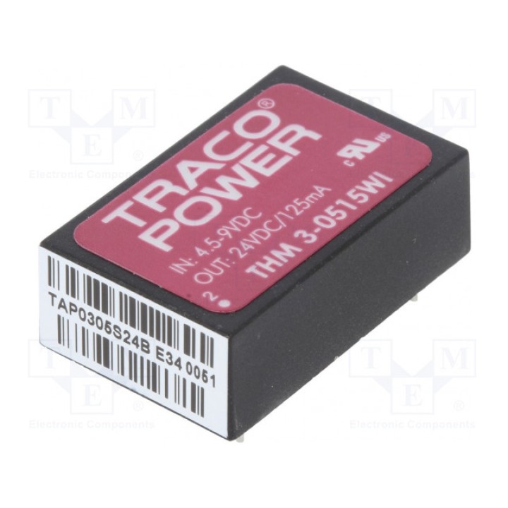 Преобразователь DC/DC 3Вт TRACO POWER THM 3-0515WI (THM3-0515WI)