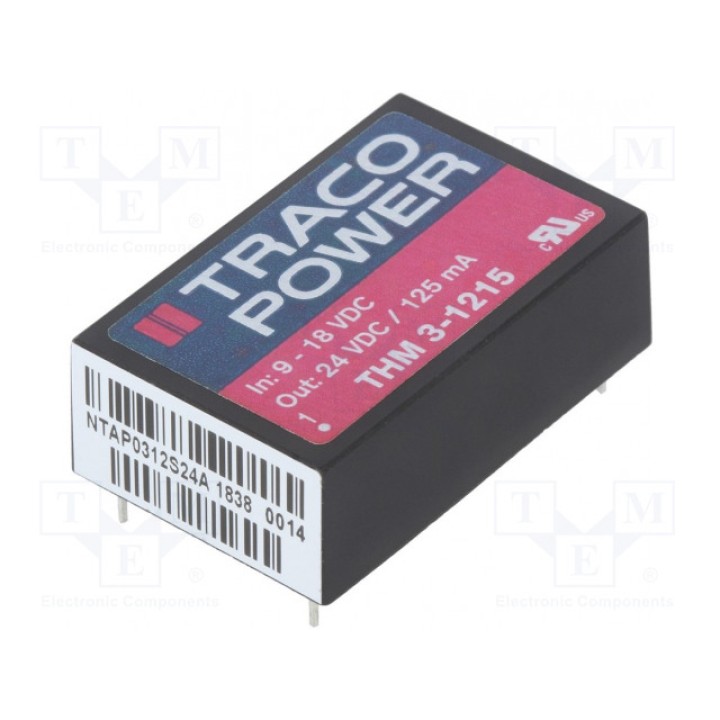 Преобразователь DC/DC 3Вт TRACO POWER THM 3-1215 (THM3-1215)