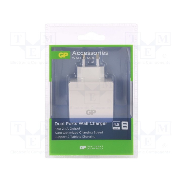 Зарядустр USB Uпит 100-240ВAC Вых USB GP WA42W (WA42W)