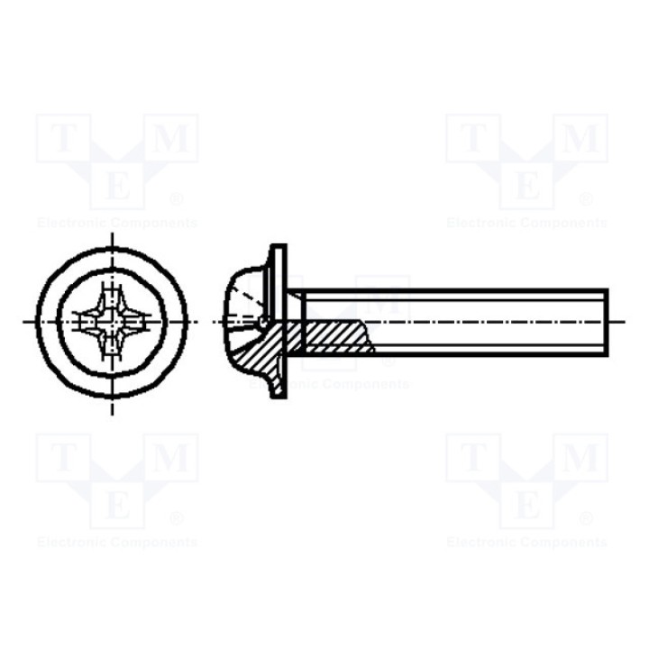 Винт с юбкой M2,5x8 BOSSARD 2095750 (B2.5X8-BN4825)