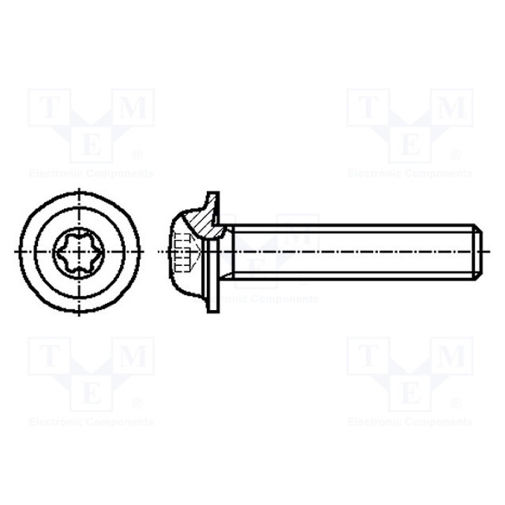 Винт с юбкой M3x16 Головка сферическая BOSSARD 3271163 (B3X16-BN5128)