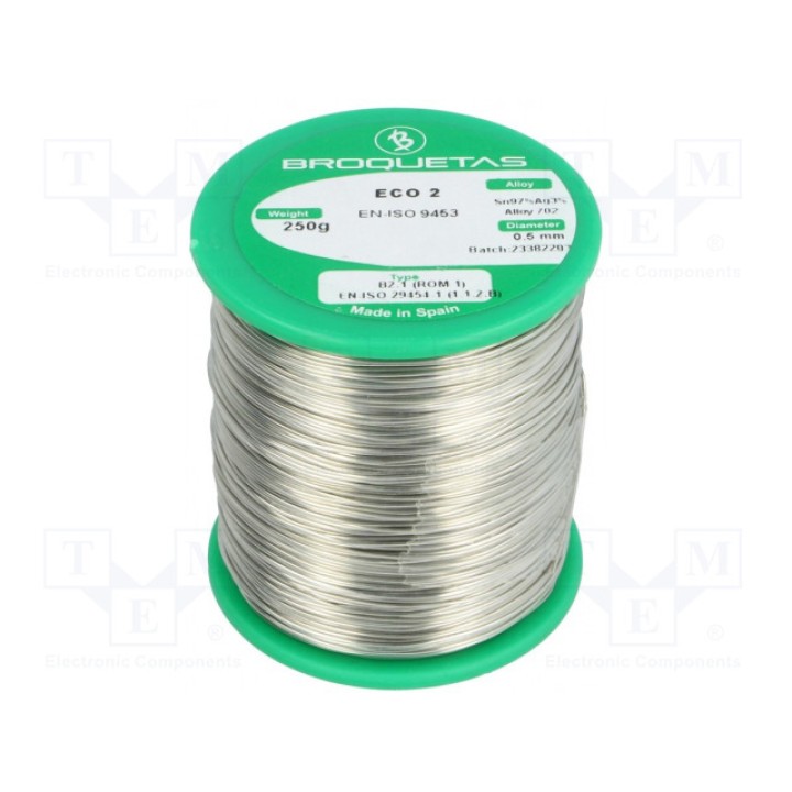 Проволочный припой BROQUETAS ECO2 B2.1 0,5MM 250GR (ECO2-05-025H)