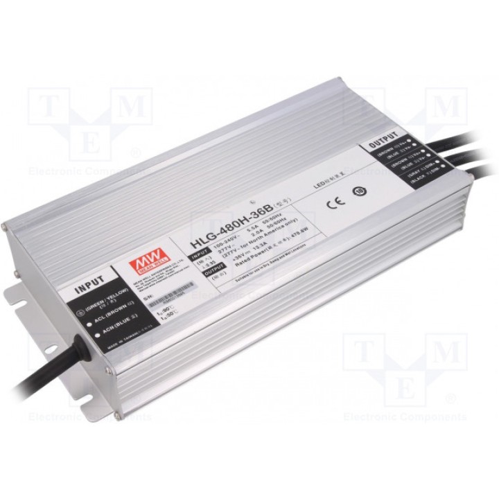 Блок питания импульсный LED 480Вт MEAN WELL HLG-480H-36B (HLG-480H-36B)