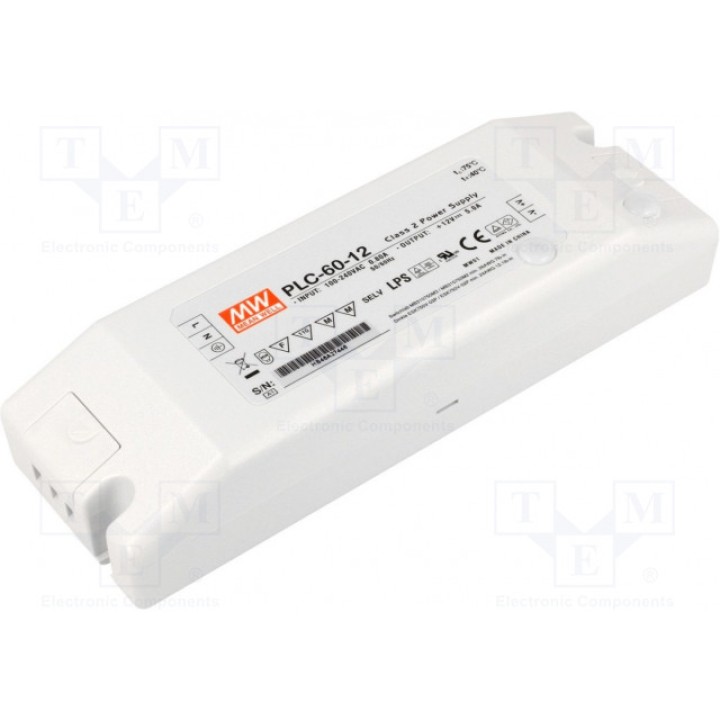 Блок питания импульсный LED 60Вт MEAN WELL PLC-60-12 (PLC-60-12)