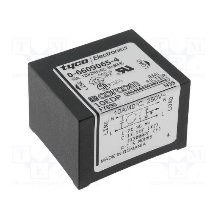 Фильтр помехоподавляющий 250ВAC TE Connectivity 6609065-4 (EDP-10)