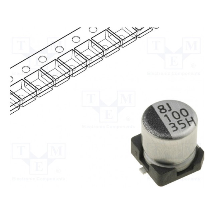 Конденсатор электролитический SMD TE Connectivity TYEH1V106E55MTR (TYEH1V106E55MTR)