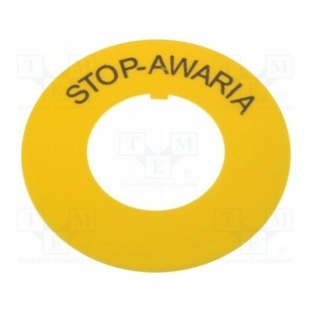 Шайба с предупреждающей надписью 22мм PROMET W0-P.ZOLTE DO FI22+NAPIS STOP-AWARIA