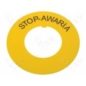 Шайба с предупреждающей надписью 30мм PROMET W0-P.ZOLTE DR NAPIS STOP-AWARIA