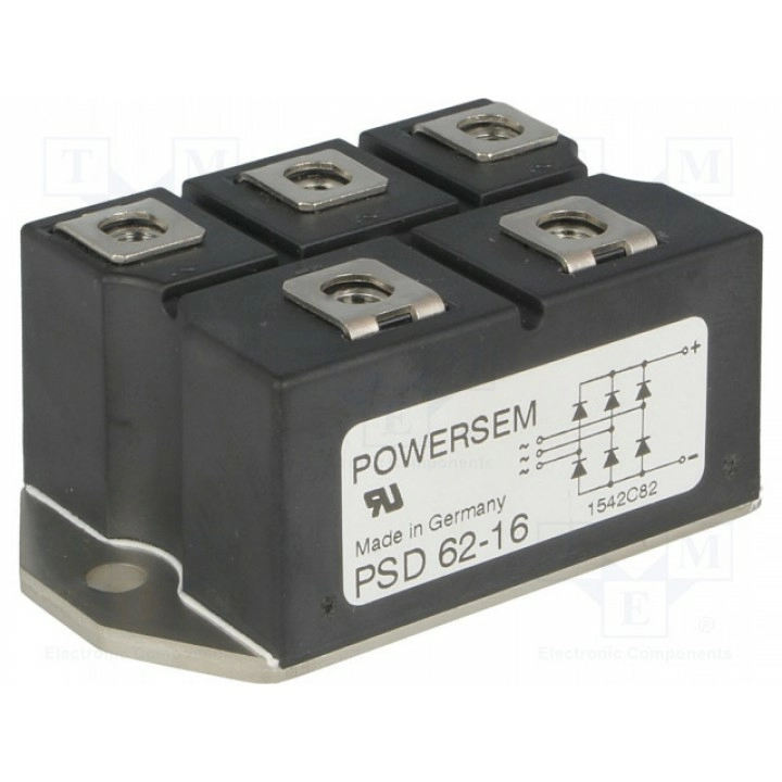 Трехфазный диодный мост urmax 1, 6кв POWERSEM PSD 6216 (PSD62/16)