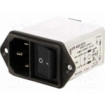 Разъем питания ac гнездо SCHURTER 4302.5313
