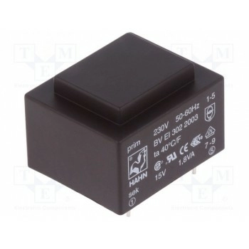 Трансформатор залитый 18ВА 230ВAC HAHN BVEI3022003