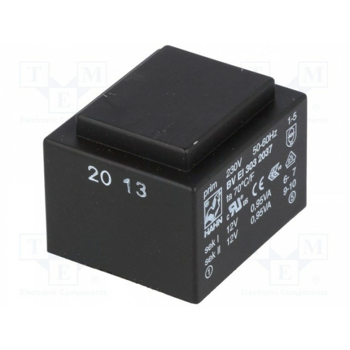 Трансформатор залитый 19ВА 230ВAC 12В HAHN BV EI 303 2037 (BVEI3032037)