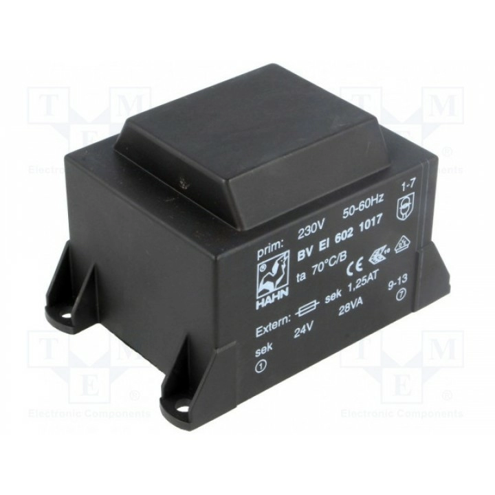 Трансформатор залитый 28ВА 230ВAC HAHN BV EI 602 1017 (BVEI6021017)