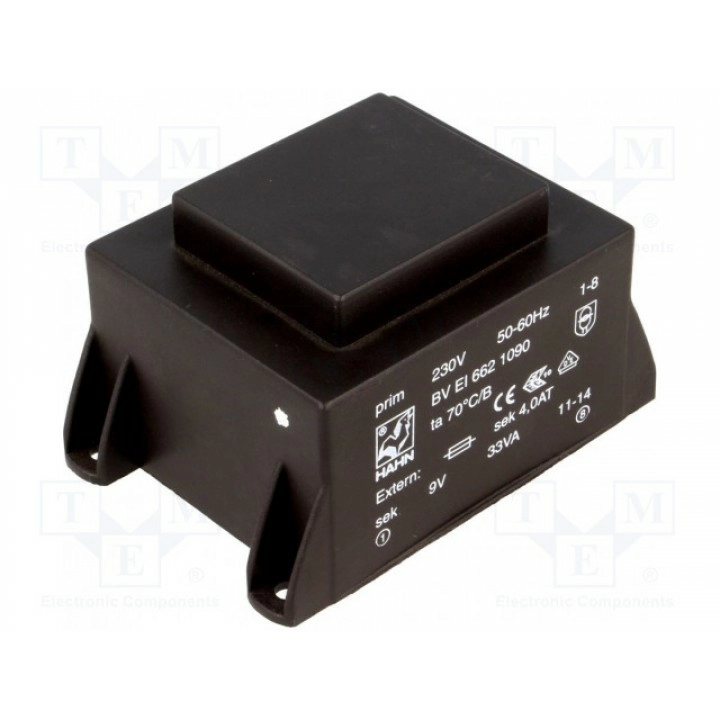Трансформатор залитый 33ВА 230ВAC HAHN BV EI 662 1090 (BVEI6621090)