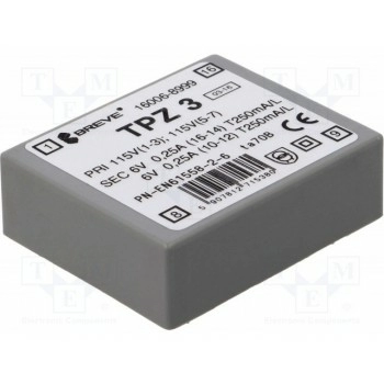 Трансформатор сетевой 3ВА 115ВAC BREVE TUFVASSONS TPZ3-2X6V