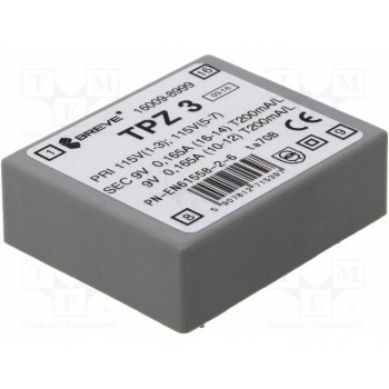 Трансформатор сетевой 3ВА 115ВAC BREVE TUFVASSONS TPZ3-2X9V