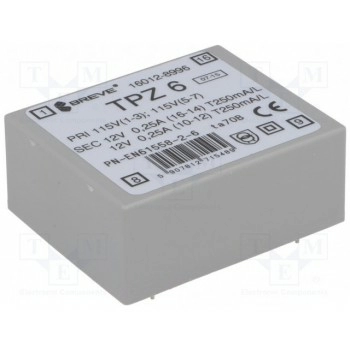Трансформатор сетевой 6ВА 115ВAC BREVE TUFVASSONS TPZ6-2X12V