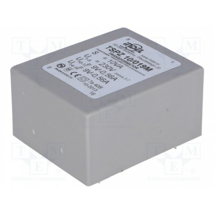 Трансформатор залитый 10ВА 230ВAC 9В INDEL TSPZ10019 (TSPZ10-2X9V)