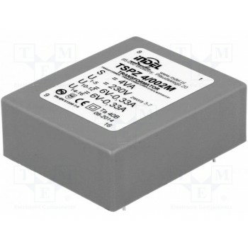 Трансформатор залитый 4ВА 230ВAC 6В 6В INDEL TSPZ4-2X6V