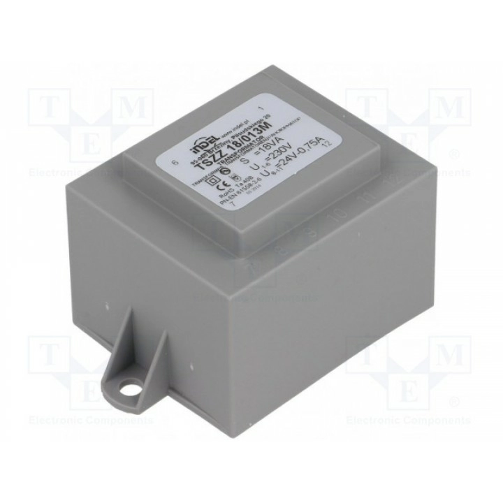 Трансформатор залитый 18ВА 230ВAC INDEL TSZZ18013M (TSZZ15-24V)