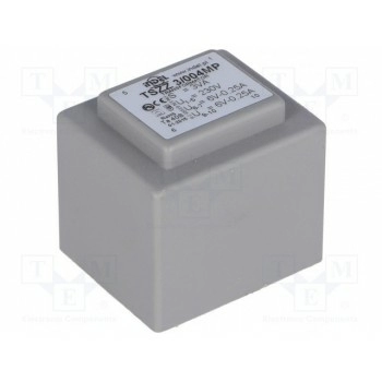 Трансформатор залитый 3ВА 230ВAC 6В 6В INDEL TSZZ2.8-2X6V