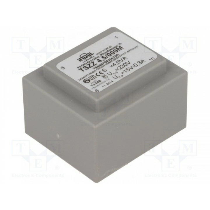 Трансформатор залитый 45ВА 230ВAC INDEL TSZZ4.5009M (TSZZ4-15V)