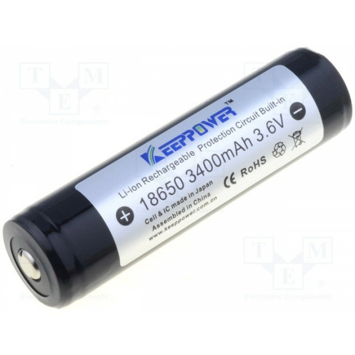Li-Ion аккумулятор KEEPPOWER ACCU-18650-3.4PCB(18650 3400MAH 3.6V)
