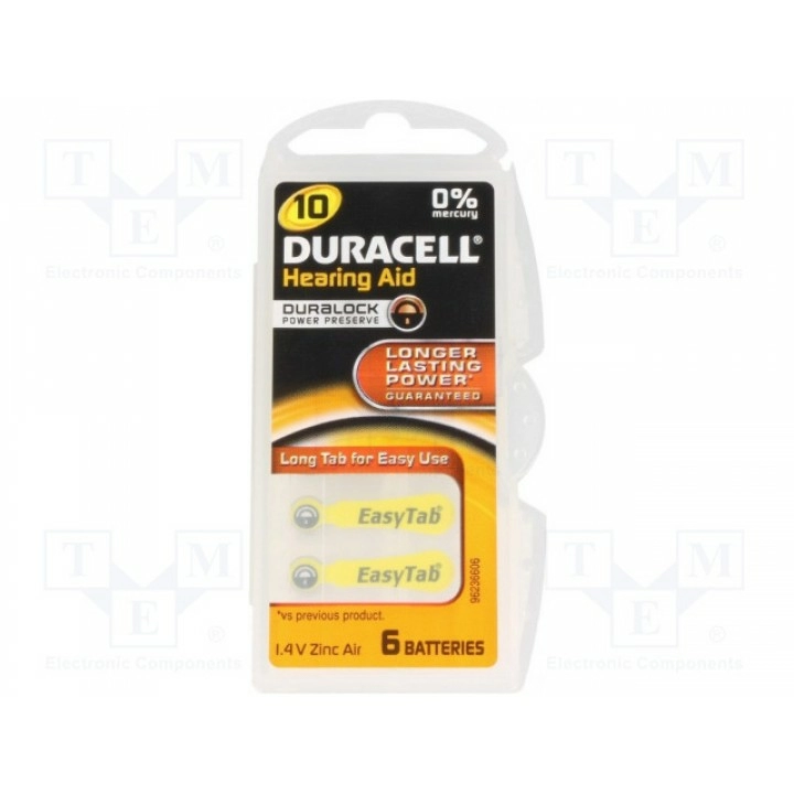 Батарея цинк-воздушная (ZnO2) DURACELL 10 ET (BAT-DR10ET-6)