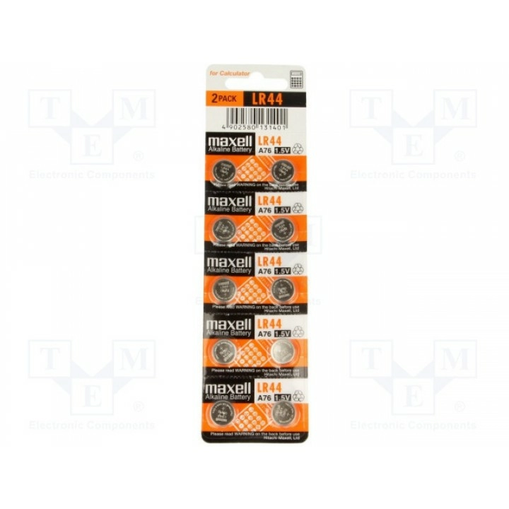 Батарея щелочная MAXELL LR44 B10 (BAT-LR44-MX-B10)
