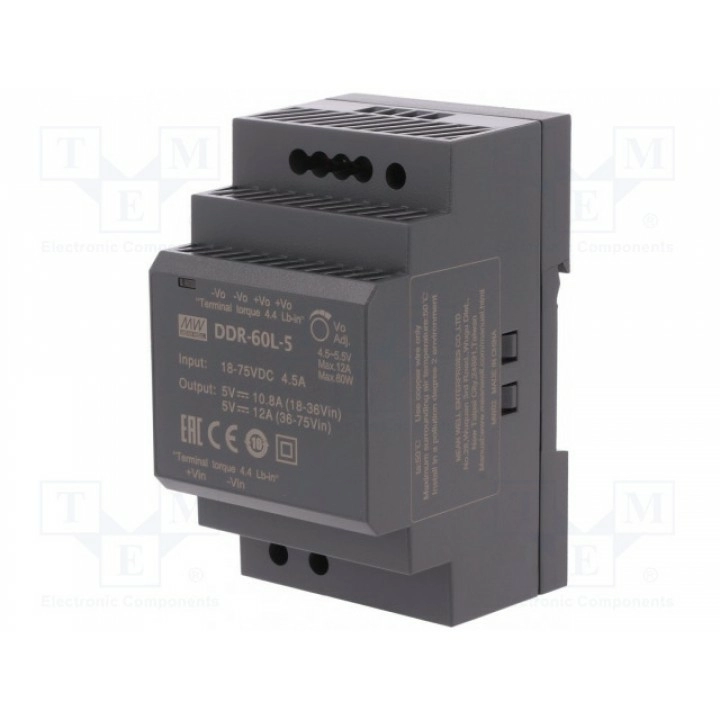 Блок питания DC/DC 60Вт 5ВDC MEAN WELL DDR-60L-5 (DDR-60L-5)