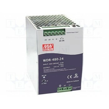 Блок питания импульсный 480Вт MEAN WELL WDR-480-24