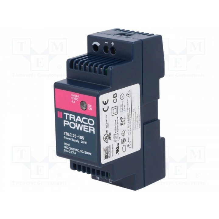 Блок питания импульсный 20Вт 5ВDC TRACO POWER TBLC 25-105 (TBLC25-105)