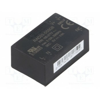Преобразователь AC/DC 3Вт RECOM RAC03-05SGB