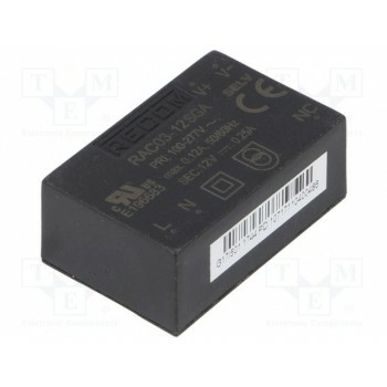 Преобразователь AC/DC 3Вт RECOM RAC03-12SGA