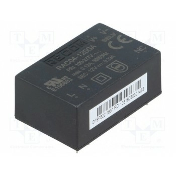 Преобразователь AC/DC 4Вт RECOM RAC04-12SGA