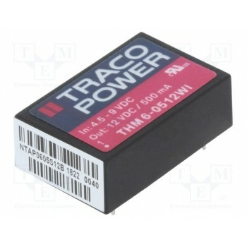 Преобразователь DC/DC 6Вт TRACO POWER THM6-0512WI