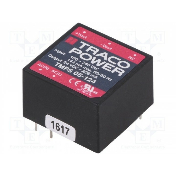 Преобразователь AC/DC 5Вт TRACO POWER TMPS 05-124 (TMPS05-124)