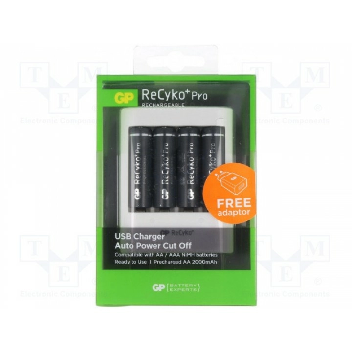 Зарядные устройства для аккумуляторов GP GP U411+ 4 X R6 2100MAH (GP-U411-4X2100)