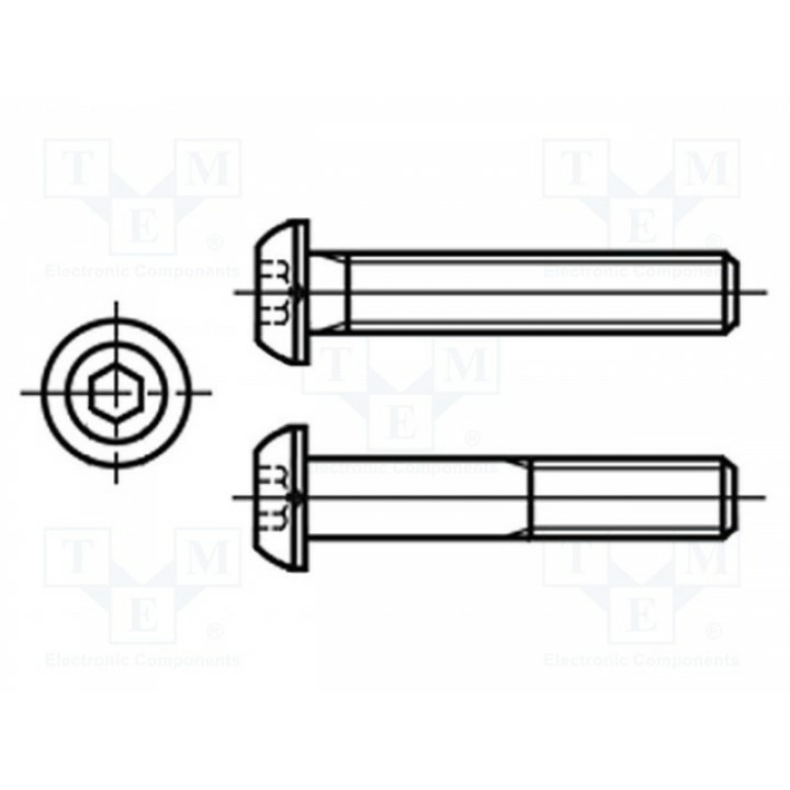 Винт BOSSARD M3X8BN1593 ISO7380 (B3X8-BN1593)