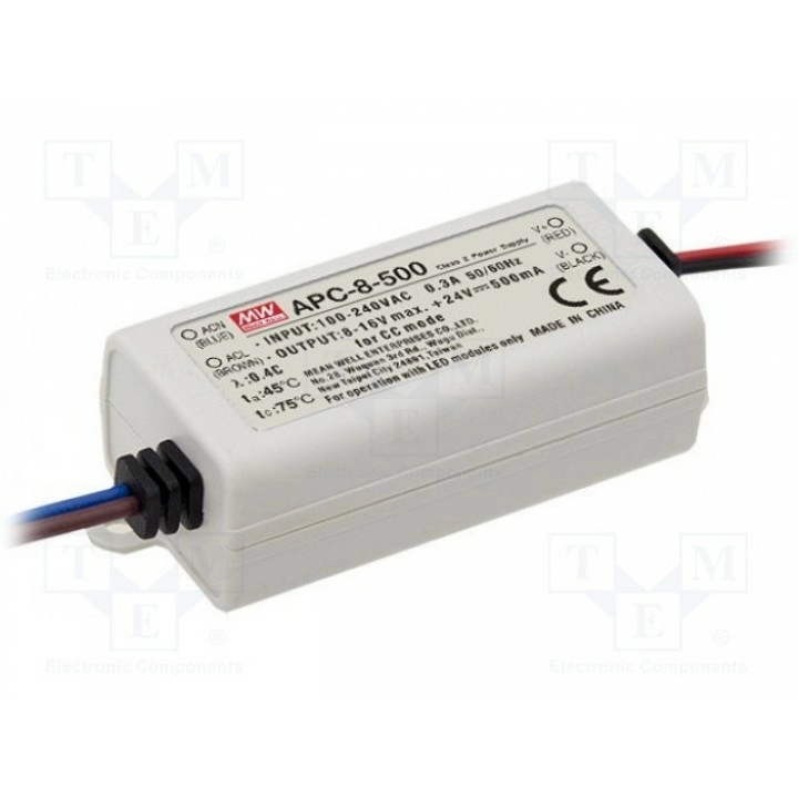 Блок питания импульсный LED 8Вт MEAN WELL APC-8-500 (APC-8-500)