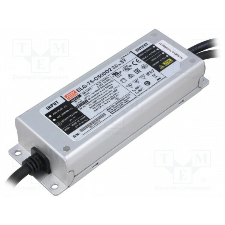Блок питания импульсный LED MEAN WELL ELG-75-C500D2-3Y (ELG-75-C500D2-3Y)