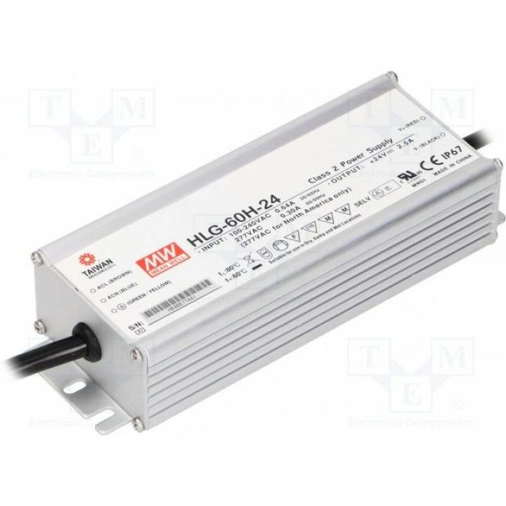 Блок питания импульсный LED 60Вт MEAN WELL HLG-60H-24 (HLG-60H-24)