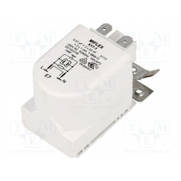 Фильтр помехоподавляющий 250ВAC MIFLEX X17-144734410AH (X17-1-AH)