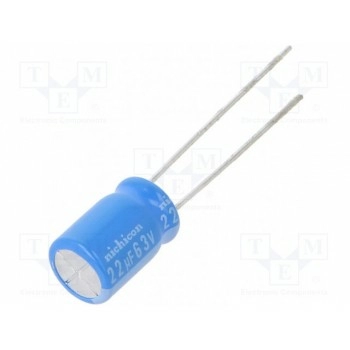 Конденсатор электролитический THT NICHICON UBT1J220MPD8TD