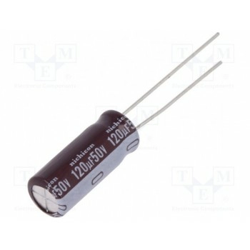 Конденсатор электролитический NICHICON UPM1H121MPD